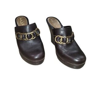 Vintage Nicole Miller Women's 8.5 Western Clogs‎ Platform Wedge Chunky Boho Y2K